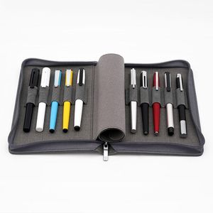 Bags KACO Pen Pouch Pencil Case Bag Gray Available for 10 Fountain Pen / Rollerball Pen Case Holder Storage Organizer Waterproof
