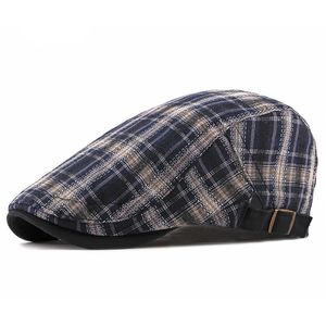 Summer Fashion Plaid Newsboy Caps Men Cotton Flat Cape Cap Women Painter Beret Hats 07