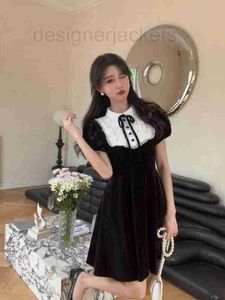 Grundlegende Freizeitkleider Designer European Goods 2023 Sommer New PalaceStyle Spliced Design Bubble Sleeve Polo Neck Dress LEQI