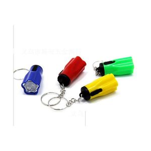 Keychains Lanyards vandring Cam Outdoor Gear Led Mini Keychain Super Bright Lamplight Torch Flower Shape Key Chain Ring Mixed Color Dhuqs