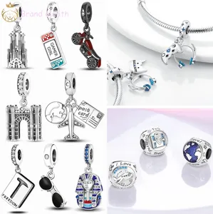 For pandora charms sterling silver beads Bracelet Travel Stay At Home Hiking to Get Happiness charmes ciondoli