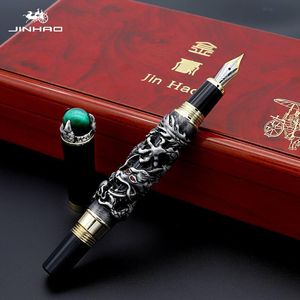 Pens jinhao smok fontanna penu Wysoka jakość Pluma Stylo Plume Caneta Tinteiro Pluma Fuentetitanium Dolma Kalem Tips Prezenty Kolekcja