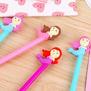 Pens 40pcs Yaratıcı Kırtasiye Denizkızı Karikatür Kalem Küçük Balık Adam Siyah Su Kalem Ofis Kalemi Kawaii Okul Malzemeleri Toptan Satış