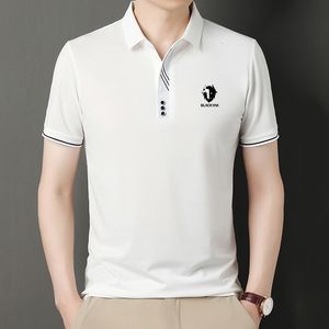 Herrpolos korea stil märke mode polo skjortor svart yak kort ärm lapptäcke sommar polyester andningsbara toppar tee 2023 230627