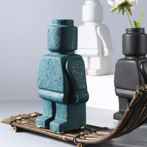 Decorative Objects Figurines Nordic style ceramic robot vase indoor flower pot modern home interior decoration white goods office desk 230628