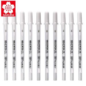 Markers 10Pcs Sakura XPGB Jelly Roll 0.3/0.4/0.5mm White Gel Pen Highlight liner for Art Marker Design Comic/Manga Painting Supplies