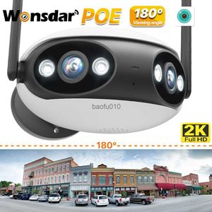 4MP 2K HD WiFi IP -kamera utomhus dubbla lins 180 View Angle Security Camera Human Detect Panoramic Poe Surveillance Camera ICSEE L230619