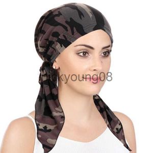 Bandanas Helisopus Novo Muçulmano Feminino Turbante Macio Chapéu Pré-Amarrado Lenço de Cabeça Estampado Feminino Algodão Chemo Cap Interno Hijabs Acessórios de Cabelo x0628