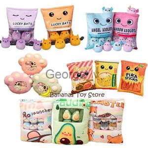 Fyllda plyschdjur Nya kawaii djurbollar Pudding Candy Bag Pillow Plush fylld mini docka av munk boba mjölk te bat newt cat tupplur plushie j230628