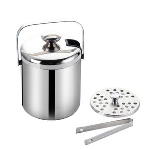 Bar Tools 13L Ice Bucket With Tongs Double Wall Strainer Handle Home Parties Chilling Beer Champagne Stainless Steel Cooler Buckets 230627