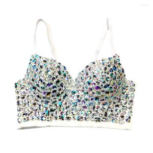 Women's Tanks Women Summer Diamonds Camisole Corset Top Build In Bra Muti-color Crystal Tops Vest High Street Club Party Nightwears Sexy