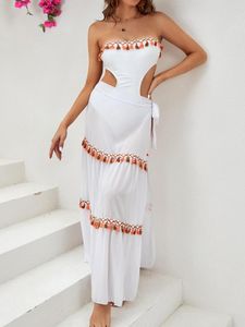 Roupa de banho feminina sexy 2023 maiô de peça única roupa de praia sólida saia envolvente para cima Sarong Plage maiô