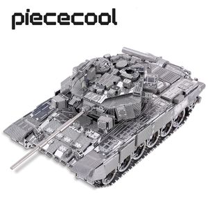 3D Puzzles Piececool 3D Metal Puzzles T-90A Tank Teenage Toys Brain Teaser DIY Building Kit för vuxna 230627