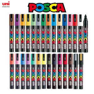 マーカーJapan Uni Posca Paint Marker Pen Set PC1M PCPC5M PC8K PC17K 7 8 12 15 21 24 28 29色非毒性ウォーターベース230627