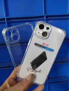 1,5 mm finhålssacksäkert mjukt TPU -fodral för iPhone 15 Plus 14 13 12 Pro Max 11 Pro Max XR XS Max X 8 7 6 Anti Fall Airbag Four Corner Drop Crystal Transparent telefon bakåt täckning