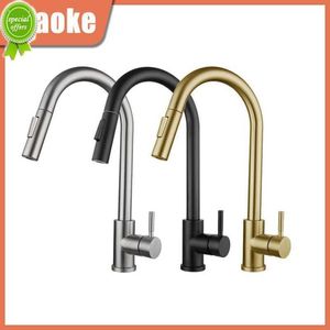 Novos acessórios de cozinha torneiras duas funções único punho pull out mixer 304 torneira aço inoxidável atacado acessórios do banheiro