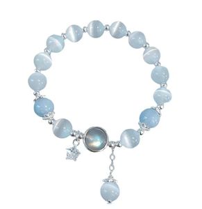 Pulseiras com design frisado estrela borboleta opala água-marinha pedra da lua cristal pulseira feminina para meninas senhoras luxo elástico 8 mm contas cha otfrn