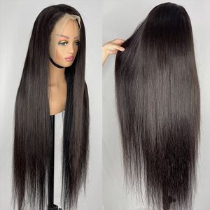 30 Inch Straight Lace Front Wig 13x4 HD Transparent Human Hair Wig Glueless Preplucked Human Wigs with Baby Hair