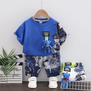 Macacão Bebê Menino Batizado Roupas Verão Criança Moda Desenhos Animados Camisetas Tops e Calças Duas Peças Conjunto de Roupas Infantis Crianças Treino 230628