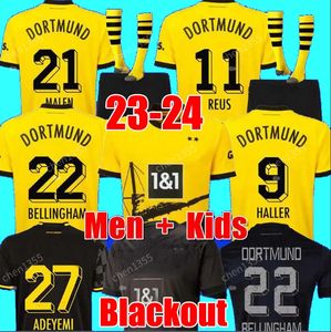 리우스 축구 유니폼 23 24 시즌 할러 2023 2024 축구 축구장 톱니 셔츠 Neongelb Bellingham Hummels Brandt Dortmund Hazard Yeana 남자 키트 스페셜 All Black