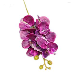 Dekoratif Çiçekler Tek Gerçek Dokunmatik Kelebek Orkide Çiçek Şube Yapay PU Güve Phalaenopsis Düğün Centerpieces Için 8 Kafa Çiçek