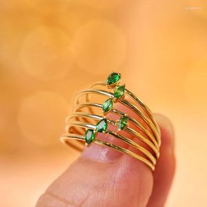 Cluster Rings CxsJeremy Natural Tsavorite Marquise Pear Solitaire Ring 18K Yellow Gold Simple Thin AU750 Band For Women Fashion