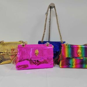 Gefragt sind 4 Umhängetaschen mit Regenbogen-Adlerkopf, Designer-Tasche, farbige Spleißkette, Umhängetaschen, Schlangenmuster, Hardware, Luxus-Handtasche, Messenger-Vintage-Tasche