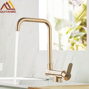 Banyo Lavabo Bataryaları Quyanre Fırçalanmış Altın Iç Pencere Katlanır Mutfak Bataryası 360 Rotasyon Mat Siyah Kurşunsuz Banyo Lavabo Bataryası Mikser Dokunun 230628