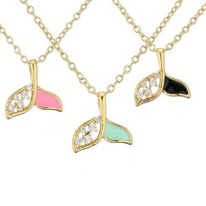 Blue Mermaid Tail Charm Necklace Exquisite 18k Gold Plated Pendant Necklace For Women Clavicle Chain Birthday Jewets Gifts