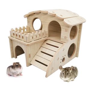 Kleintierbedarf Hamsterschaukel WippeKleines Nest Massivholzhaus Schlafender goldener Seidenbär Villa ToySupplies 230628