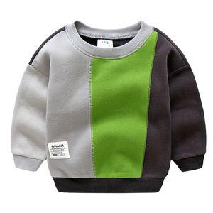 T-Shirts Herbst Winter 2 11 12 Jahre Teenager Kinder Langarm Farbe Patchwork Kinder Baby Kind Schule Jungen Plus Velet Sweatshirts 230627