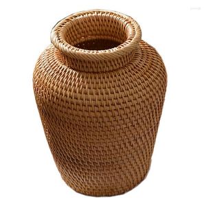 Vase 2x Rattan Woven Vase Art Fashion Tabletop Decoration Plant