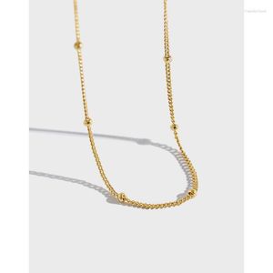 Chains 1mm 18K Gold Plated Authentic 925 Sterling Silver Lucky Beads Short Choker Necklace STATEMENT Station Jewelry C-XF758