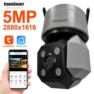 5MP Outdoor Wifi Telecamera di sicurezza Tuya Smart Home Protezione Wireless IP CCTV RJ45 Connessione cavo NVR PTZ Dome Sorveglianza L230619