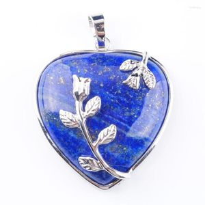 Pendant Necklaces YOWOST Love Heart Gem Stones Charm Bohemian Style For Women Jewellery Party Gifts Natural Lapis Lazuli Stone IN3179