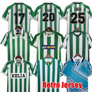 Betis Soccer Jerseys Retro Real 1995 1997 1998 Home Grenn White Football Shirt Kort ärm Vuxna uniformer Vintage Alfonso Joaquin Denilson Olias Finidi Sweatshirt
