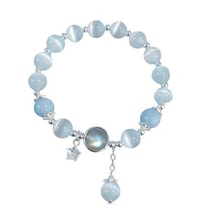 Bärade designarmband stjärna fjäril Opal Aquamarine Moonstone Crystal Womens Armband för Girl Ladies Luxury Elastic 8mm Bead Cha Otiju