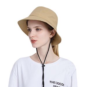 Kvinnor Summer Folding Bucket Hat With Ponytail Hole Beach Holiday Lady Spring Bowler Sun Protection Cap Classic Outdoor Headboned