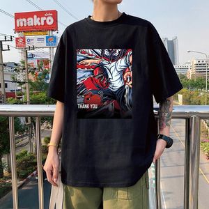 Herrtröjor anime motorsåg man cool denji manga t-shirt casual lös sommar bomull kort ärm abstrakt bild konst grafik tshirt