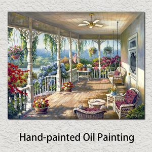 Mediterranean Artwork Dixies Veranda Oil Paintings Hand Painted Canvas Art High Quality for Office Room Wall Decor