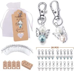Other Event Party Supplies 20pcs Angel Design Keychain Favor Set Include Angel Keychains Organza Gift Bags and Thank You Tags for Baby Shower Wedding 230627