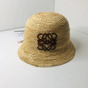 2023 Ny vår och sommar mode casual broderi logotyp fiskare hatt manlig vävd stråhatt sol bassäng hatt