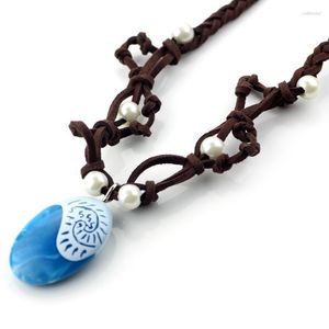 Hänge halsband klassiska flätat läder rep handgjorda blå sten prinsessor halsband barn gåvor juvelery cosplay fansspendant hänge