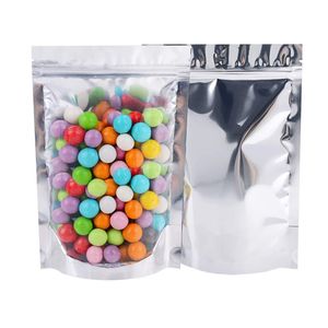 1000Pcs/Lot Food Packaging Aluminum Foil Stand Up Bag Home Storage Tea Coffee Beans Supplies Ziplock Bags With Window Resealable