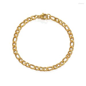 Strand Minimalist Classic Golden Figaro Chain Bracelets For Women Men Gold Plated Stainless Steel Stackable Bracelet Party Gift