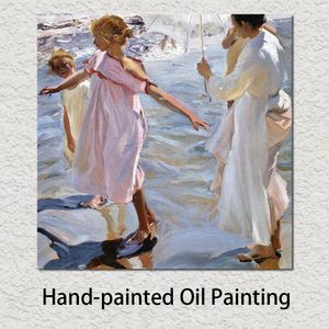 Bellissima opera d'arte di Joaquin Sorolla Bastida Bath time Dipinti ad olio impressionisti di Valencia su tela fatti a mano in vendita