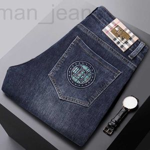 Mäns jeansdesigner 2022 Autumn/Winter Tjock Brand Slim Fit Litera rak ärm Stretch Denim Pants Faj4