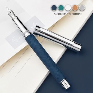 Pennor Hongdian 1843 Metal Wave Pattern Rostfri Fountain Pen Voyager Series Vackra Ripples Iridium Ef F NIB Classic Penns Gift