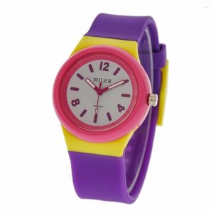 Armbandsur 100st/parti A123501 Candy Colors Fashion Lady Jelly Watch Wrap Quartz Wholesale Wristwatch Casual Silicone for Student