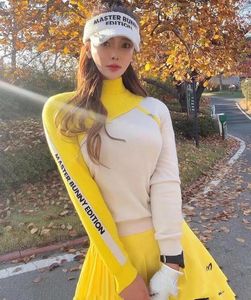 Gym Clothing Spring And Summer Golf Women's Knitted Top Bright Long Sleeve Half Neck Slim Fit Elastic Versatile Casual